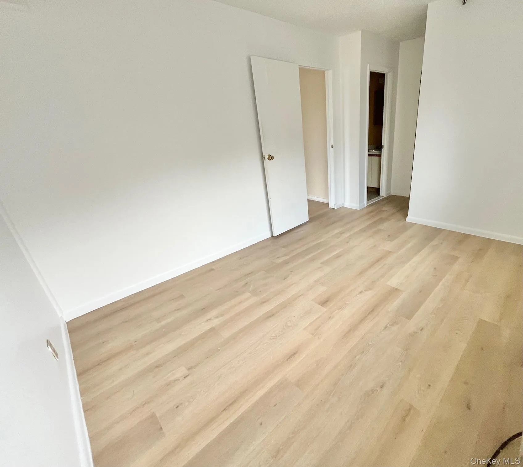 Spare room featuring light wood-style floors and baseboards Spare room featuring light wood-style floors and baseboards