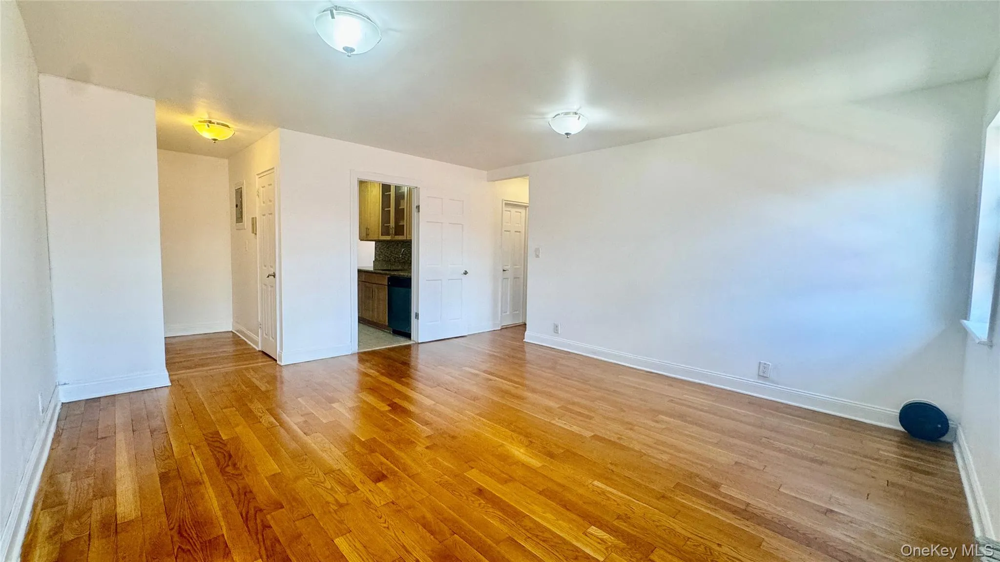Unfurnished room with light wood-style floors and baseboards Unfurnished room with light wood-style floors and baseboards