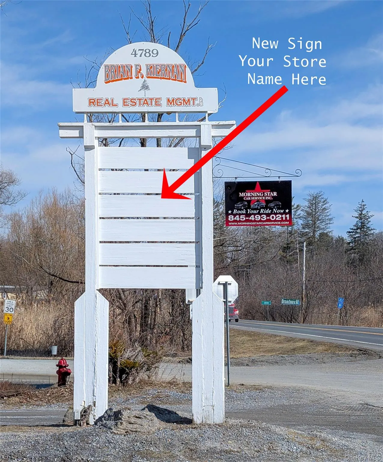 Add your business name to the brand new sign, highly visible from all on Route 22. Add your business name to the brand new sign, highly visible from all on Route 22.