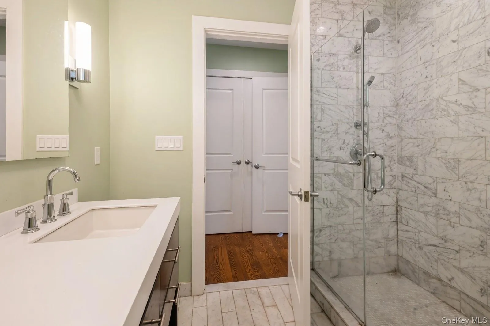 Full bathroom with a stall shower, vanity Full bathroom with a stall shower, vanity