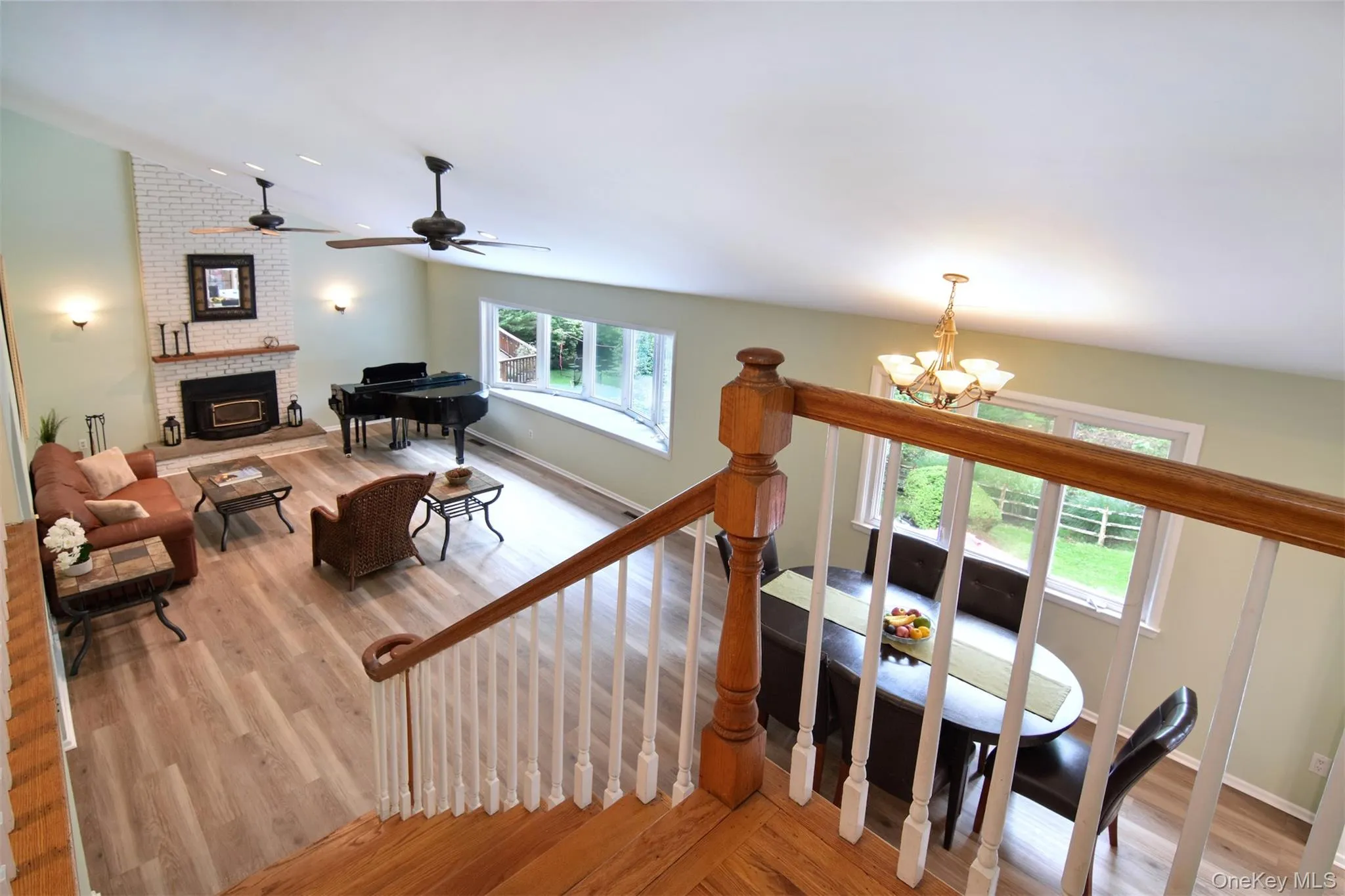 Upstairs, three bedrooms and two full bathrooms comprise a peaceful sleeping environment with leafy views from various exposures. Wood flooring flows throughout this level. The landing that overlooks the living area is the just the right size for a small open office. Upstairs, three bedrooms and two full bathrooms comprise a peaceful sleeping environment with leafy views from various exposures. Wood flooring flows throughout this level. The landing that overlooks the living area is the just the right size for a small open office.