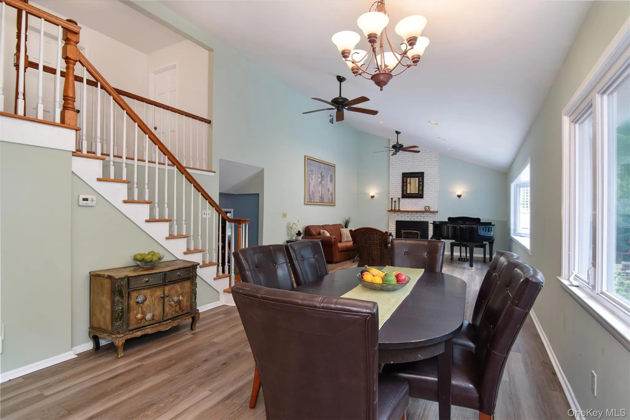 The dining room opens to both the kitchen and the living room and is perfect for family meals and entertaining. The space is designed to accomodate a table of any size or style. The dining room opens to both the kitchen and the living room and is perfect for family meals and entertaining. The space is designed to accomodate a table of any size or style.