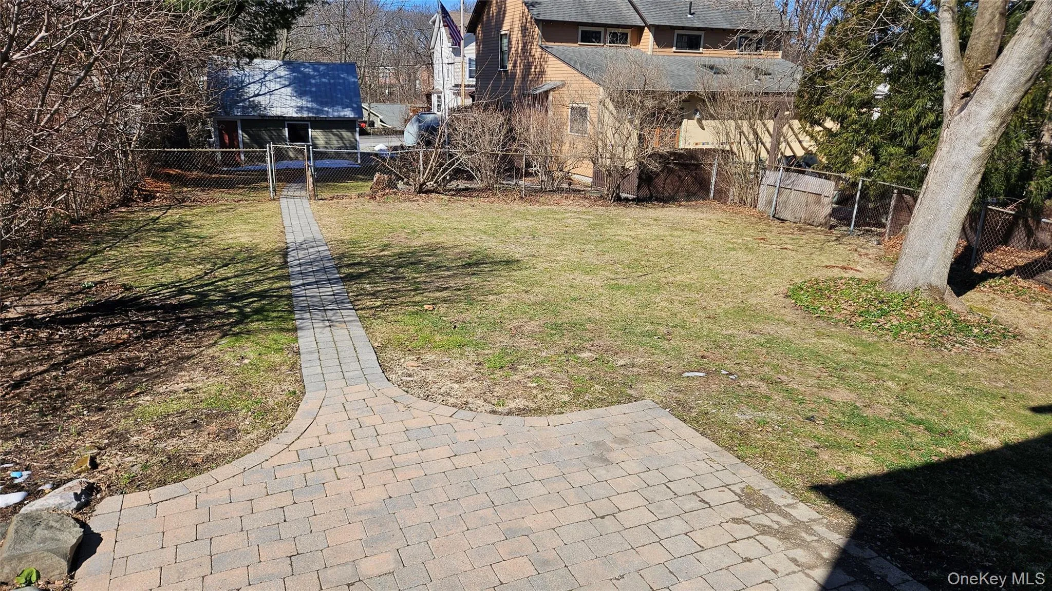 Fenced in back yard. Fenced in back yard.