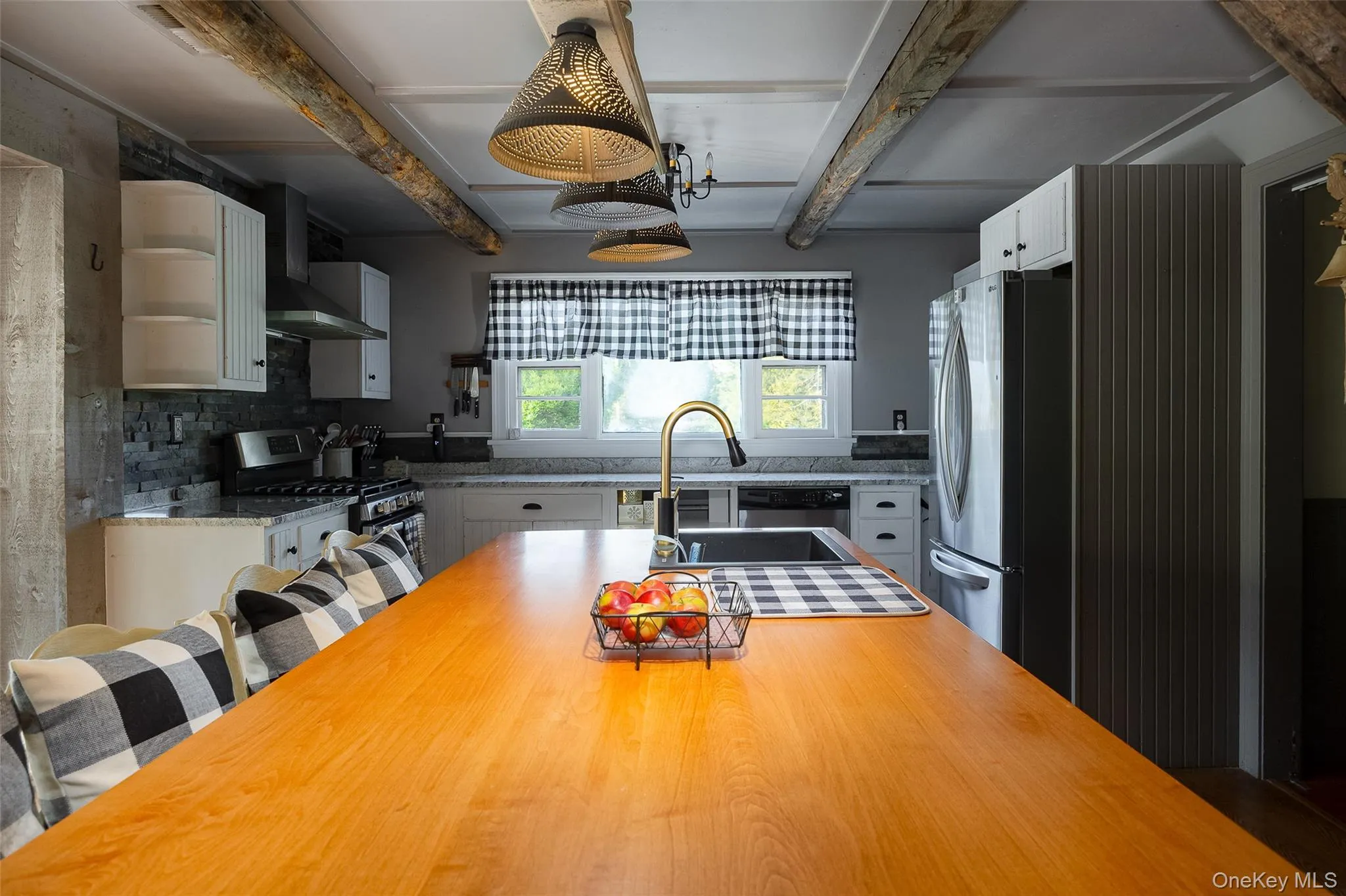 Butcher block island with seating Butcher block island with seating