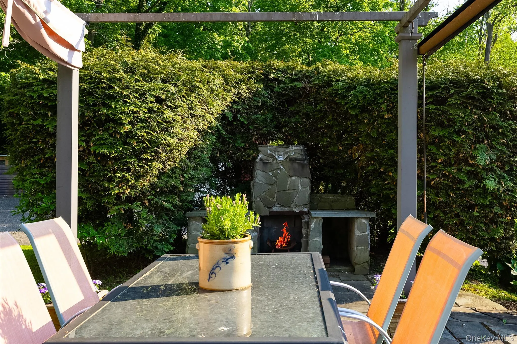 Bluestone patio with custom fire place Bluestone patio with custom fire place