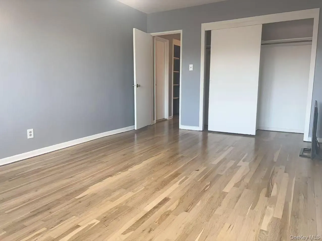 Unfurnished bedroom with a closet and light wood-style floors Unfurnished bedroom with a closet and light wood-style floors