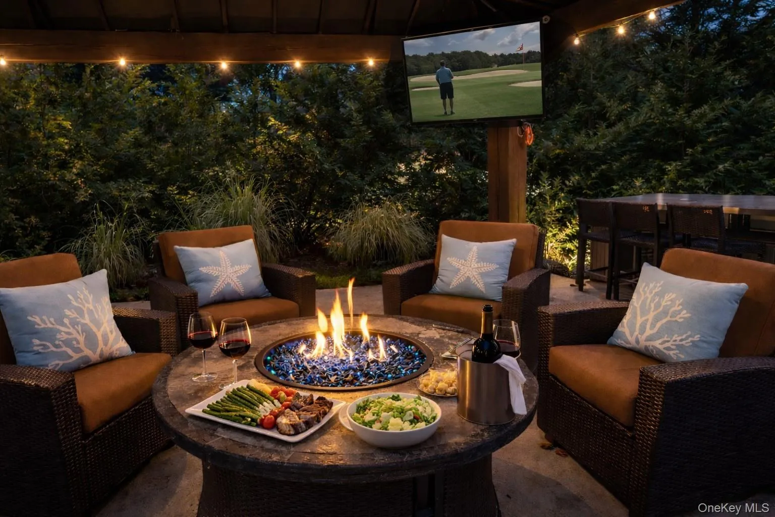 Gazebo with fire pit and TV Gazebo with fire pit and TV