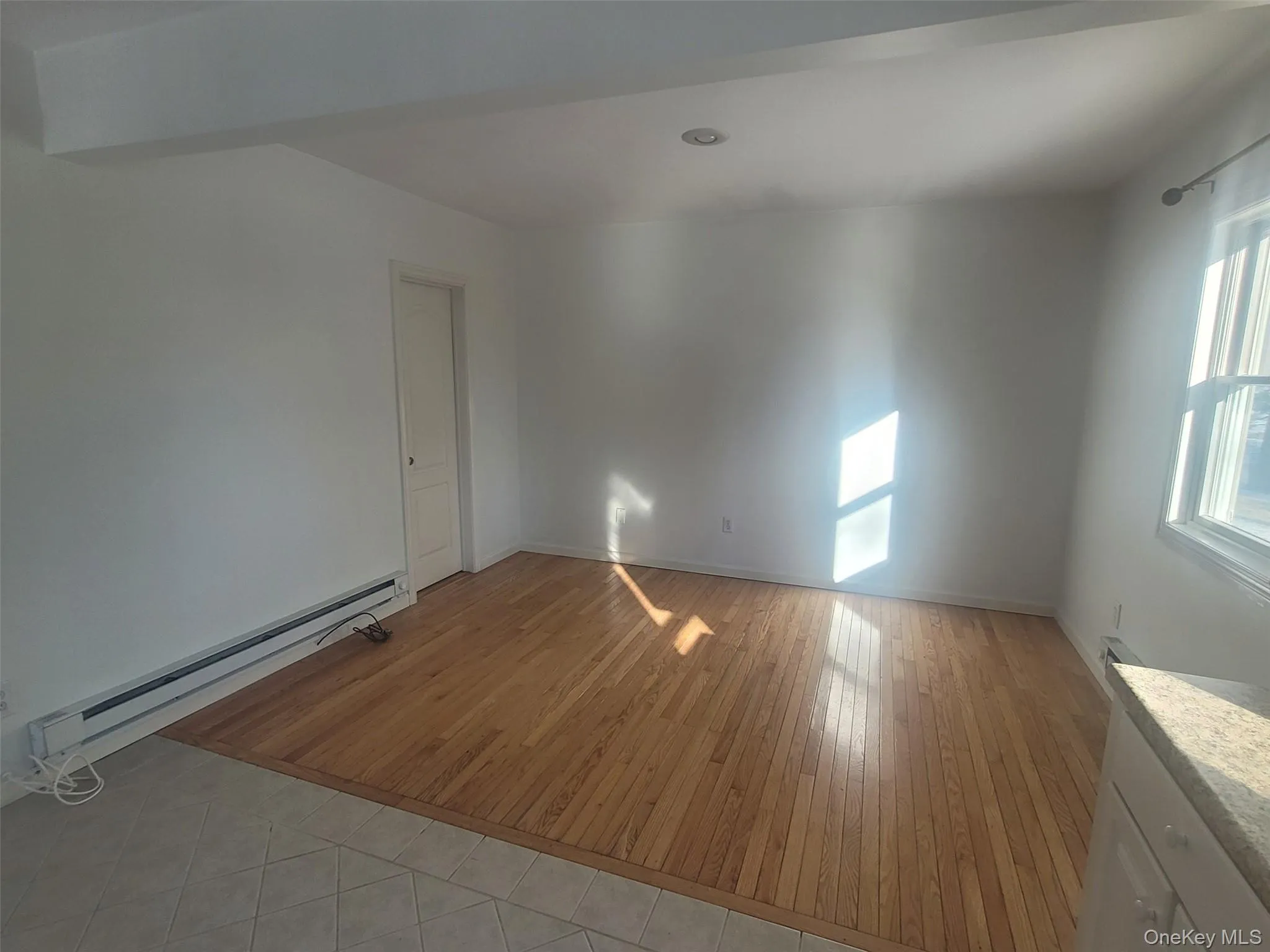 Living room with hardwood floors and electric baseboard heating Living room with hardwood floors and electric baseboard heating