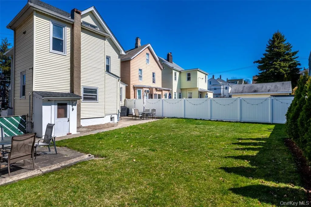Back of property featuring a patio, a fenced backyard, and a residential view Back of property featuring a patio, a fenced backyard, and a residential view
