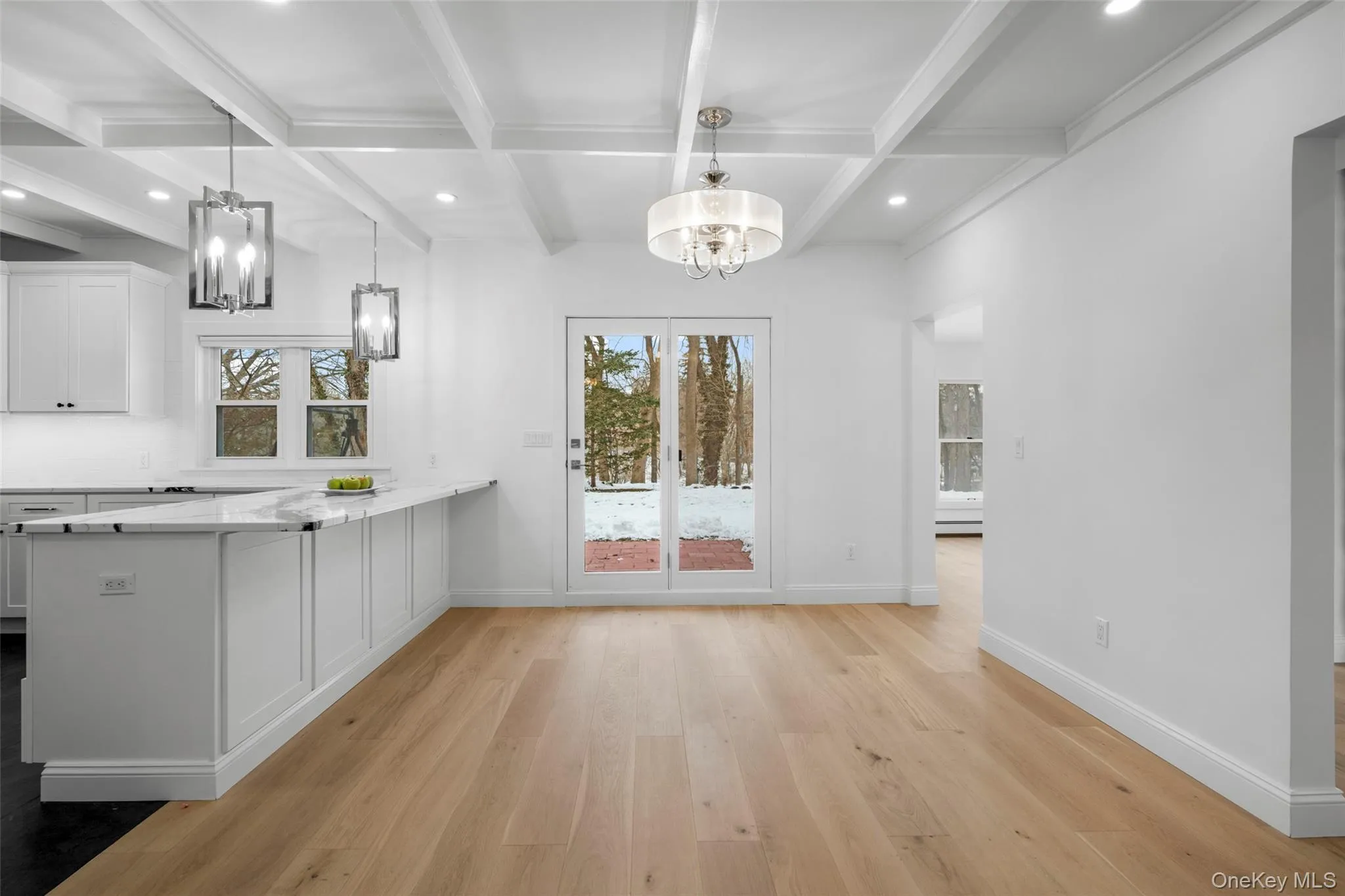 Host with style in this open dining area. Host with style in this open dining area.