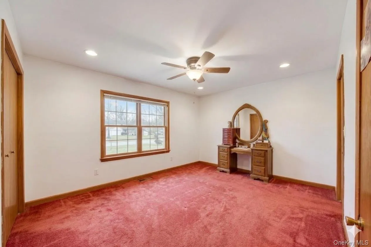 Unfurnished bedroom featuring a closet, carpet, a ceiling fan, and recessed lighting Unfurnished bedroom featuring a closet, carpet, a ceiling fan, and recessed lighting