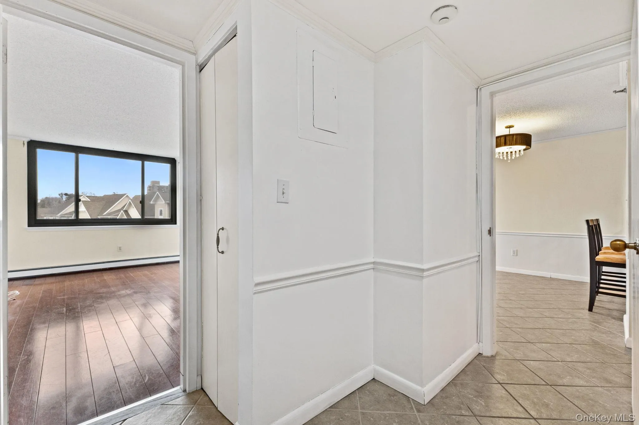 Hallway with lots of closets. Hallway with lots of closets.