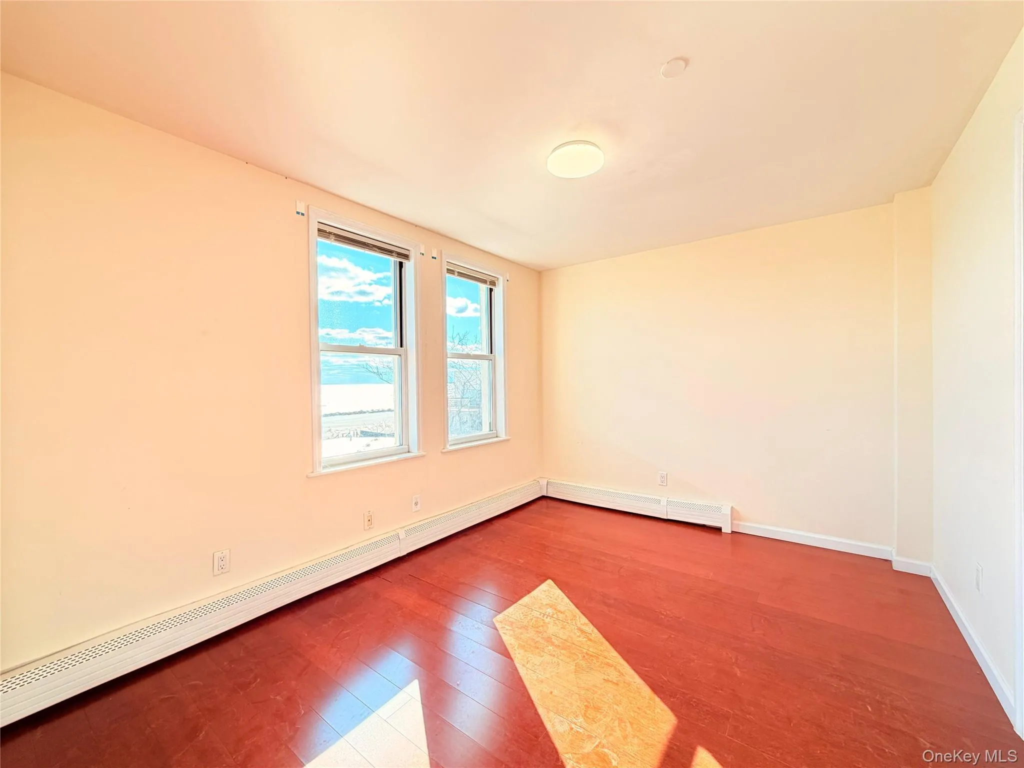 Spare room featuring a baseboard radiator and hardwood / wood-style flooring Spare room featuring a baseboard radiator and hardwood / wood-style flooring