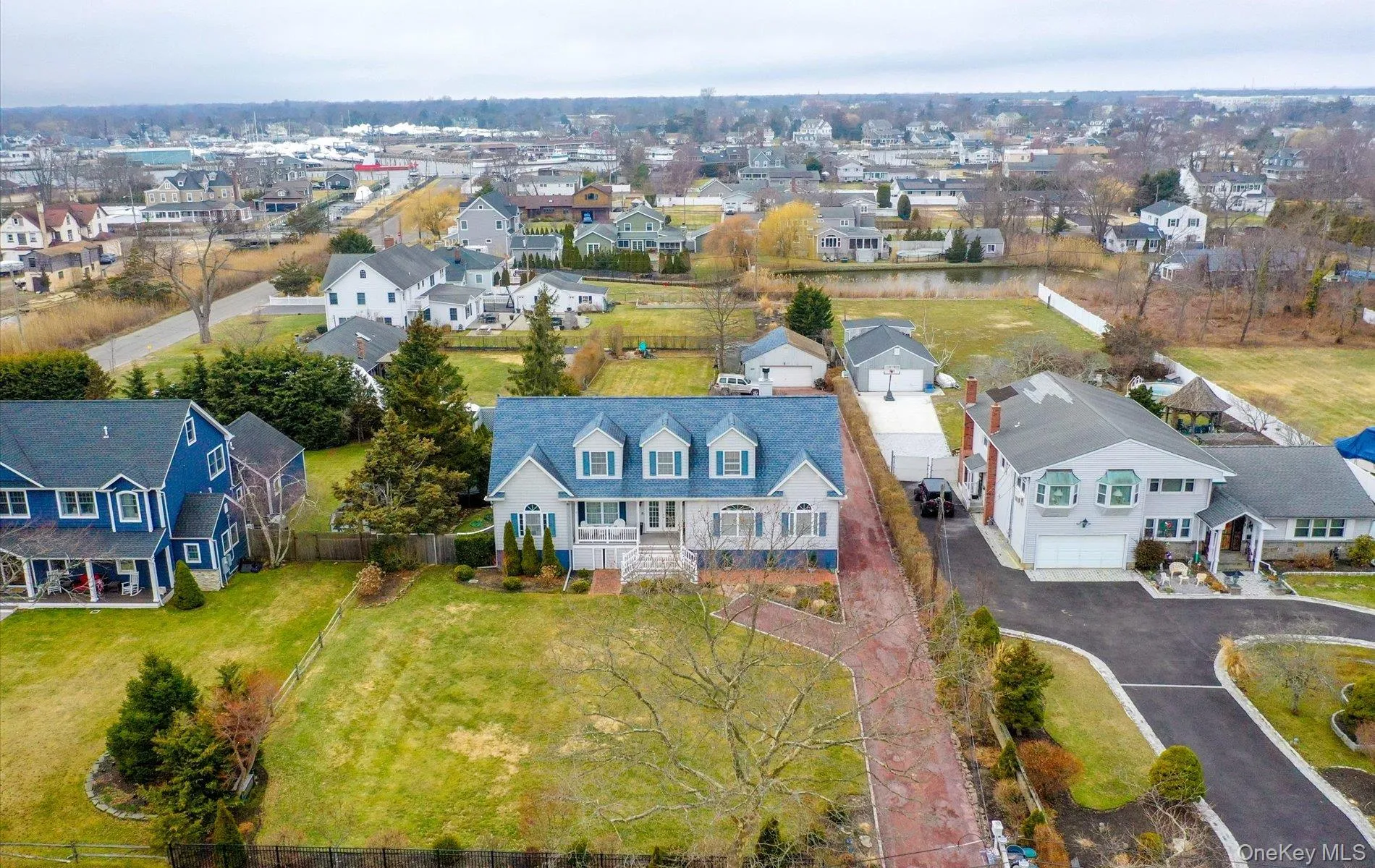 Aerial perspective of suburban area Aerial perspective of suburban area