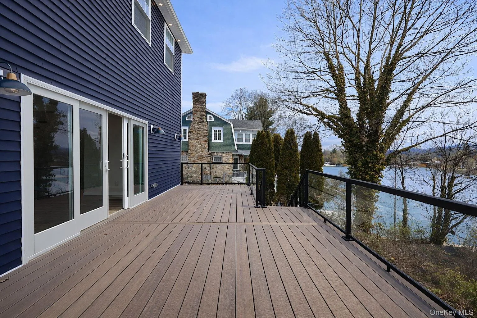 Extra large patio overlooking Roe Pond Extra large patio overlooking Roe Pond