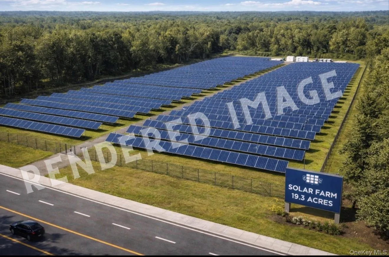 Rendered picture of land with rendered solar farm picture as a possible build Rendered picture of land with rendered solar farm picture as a possible build