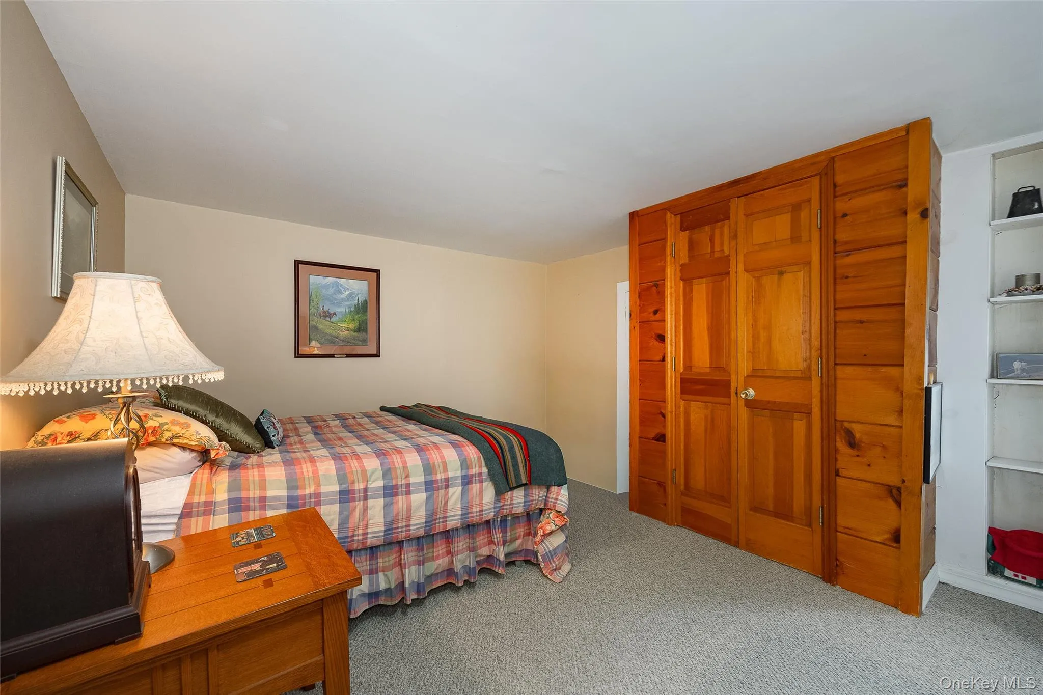 Bedroom with carpet flooring and a closet Bedroom with carpet flooring and a closet