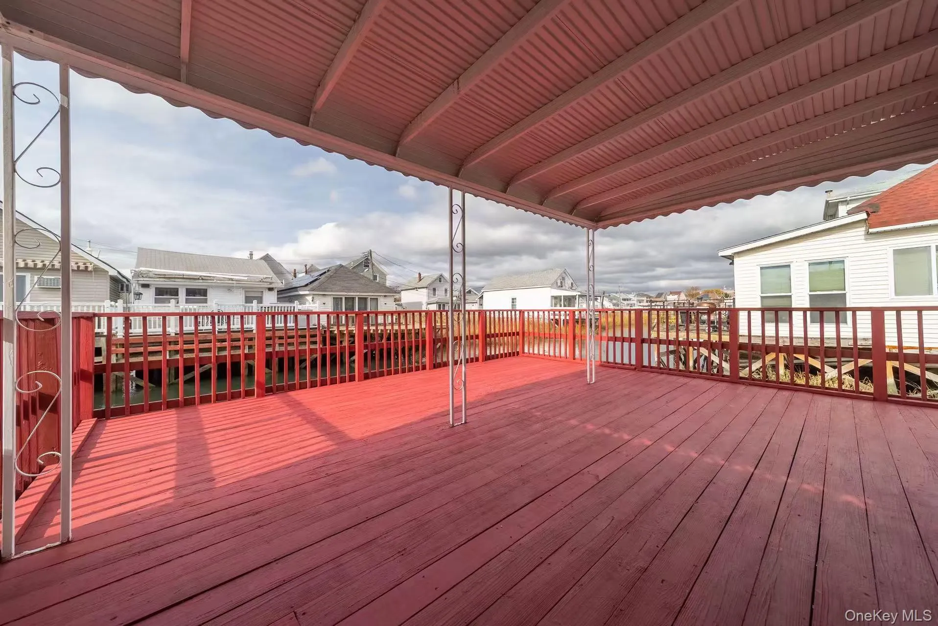 Deck with a residential view Deck with a residential view