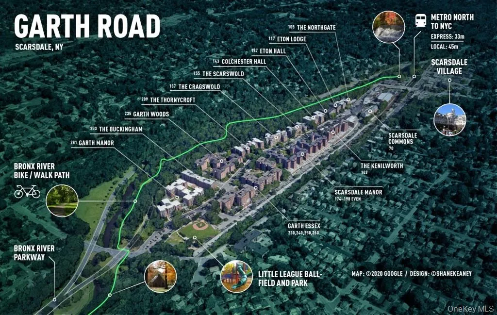 Garth Road is a self contained tree lined street and 1/2 mile long starting at the Scarsdale Metro North Train Station and ending at the ball field. Easy walk to Scarsdale village and train. It's only a 33 minute train ride to Grand Central Terminal. As a resident you are entitled to join the Town’s Lake Isle Park, that features a Par 70, 18 hole golf course, 8 Tennis courts and 5 swimming pools including a 50 meter Olympic Pool with eight racing lanes. Garth Road is a self contained tree lined street and 1/2 mile long starting at the Scarsdale Metro North Train Station and ending at the ball field. Easy walk to Scarsdale village and train. It's only a 33 minute train ride to Grand Central Terminal. As a resident you are entitled to join the Town’s Lake Isle Park, that features a Par 70, 18 hole golf course, 8 Tennis courts and 5 swimming pools including a 50 meter Olympic Pool with eight racing lanes.