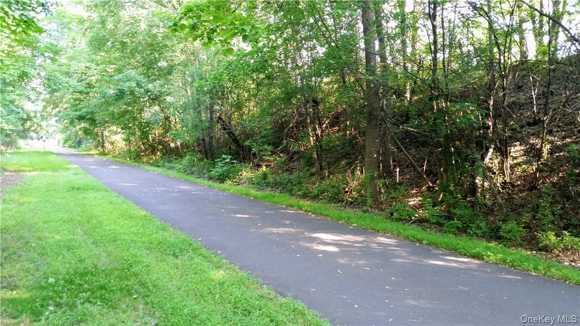 Heritage Trail looking toward Duck Farm Road. The property can't be seen in this photo and is beyond the emankment (resulting from the Erie Railroad cut) on the right. Heritage Trail looking toward Duck Farm Road. The property can't be seen in this photo and is beyond the emankment (resulting from the Erie Railroad cut) on the right.