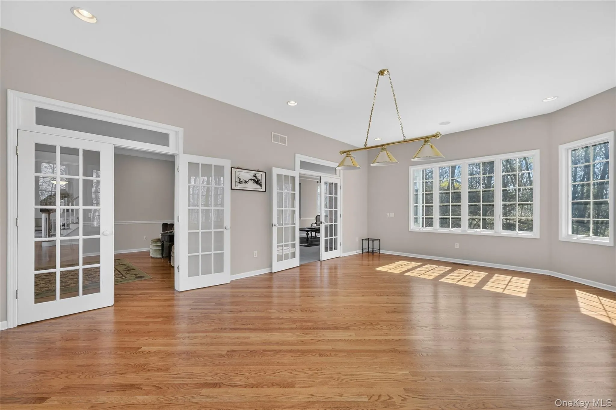There are French doors from the conservatory into the living room and family room. There are French doors from the conservatory into the living room and family room.