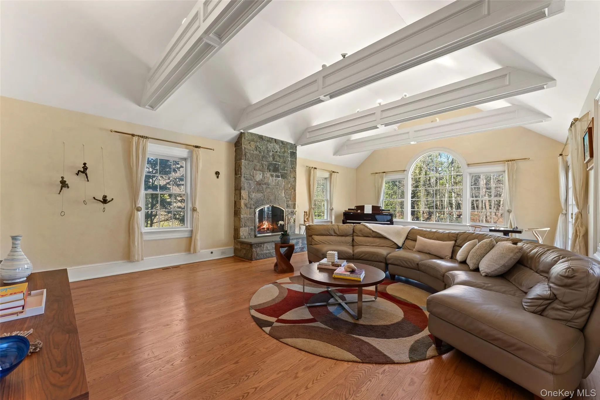 View of family room with wood burning fireplace View of family room with wood burning fireplace
