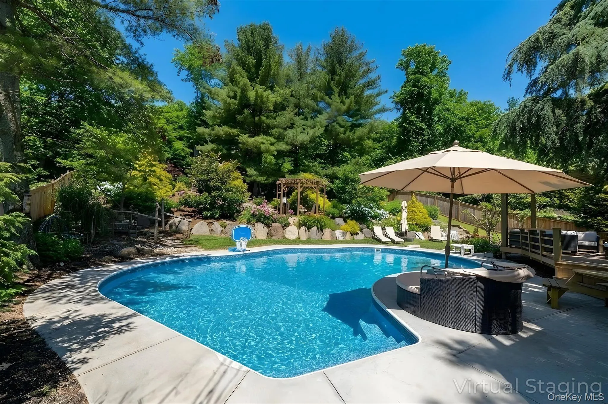 Pool photo is virtually rendered. There is a similar looking inground pool under cover. Pool photo is virtually rendered. There is a similar looking inground pool under cover.