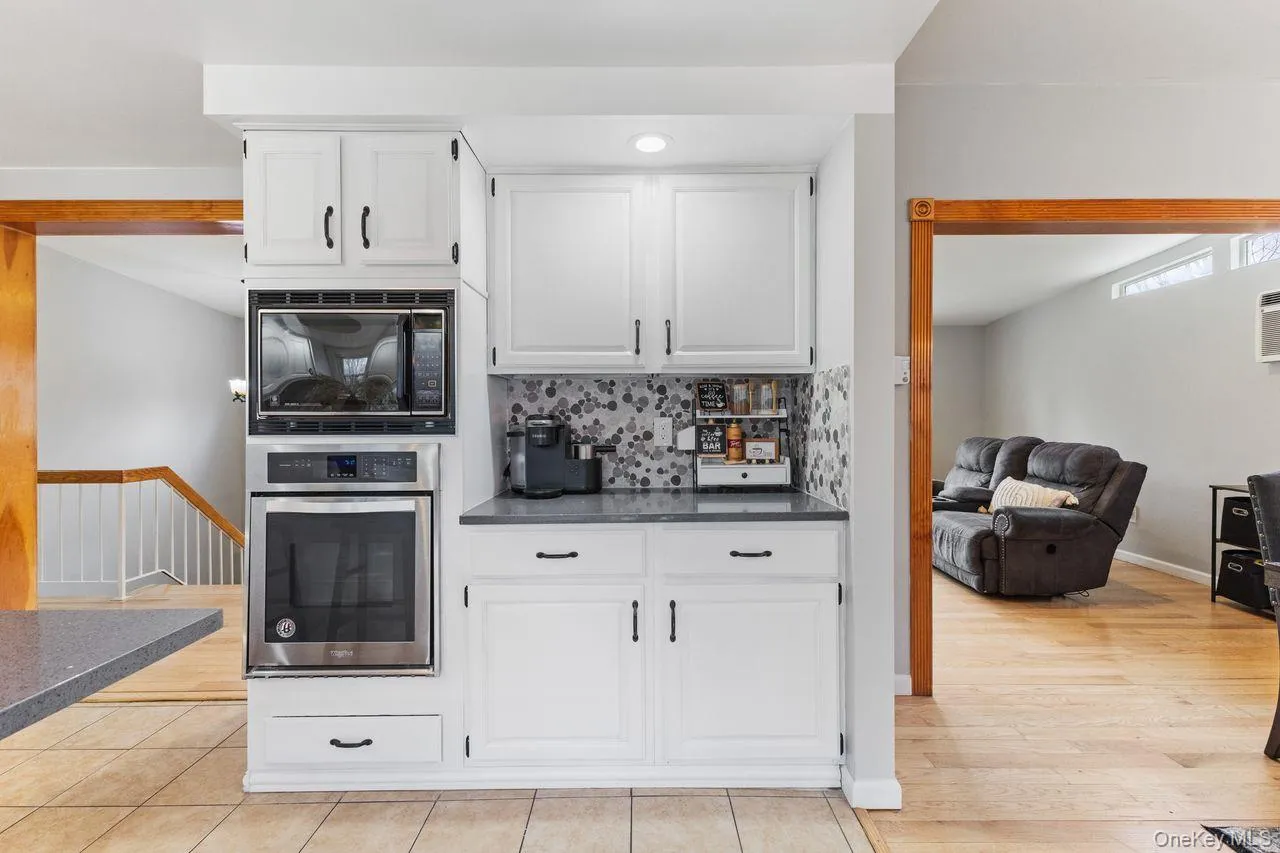 Built in microwave and oven - plenty of counter space for a coffee bar, Built in microwave and oven - plenty of counter space for a coffee bar,