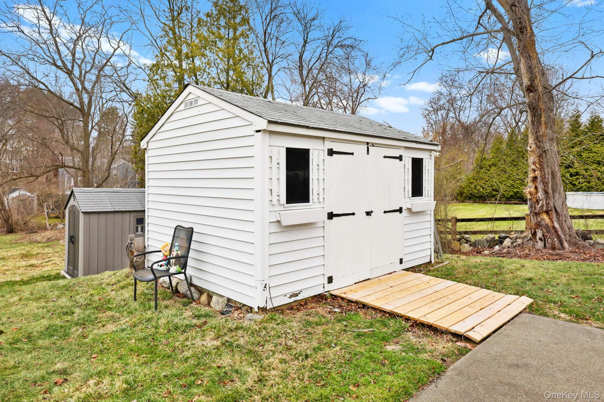 Shed for storage of lawn items. Shed for storage of lawn items.