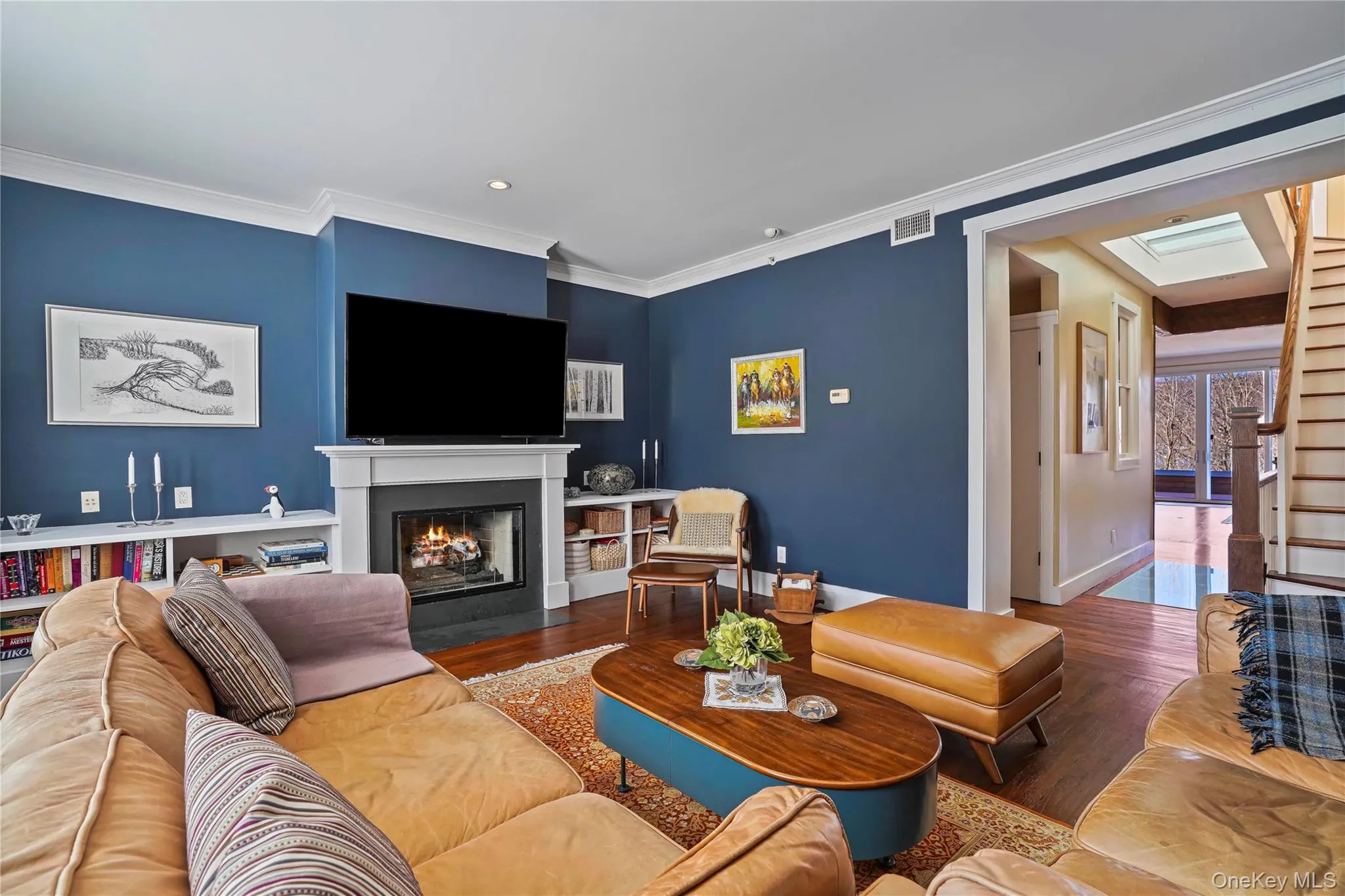 Living room with a gas burning fireplace Living room with a gas burning fireplace