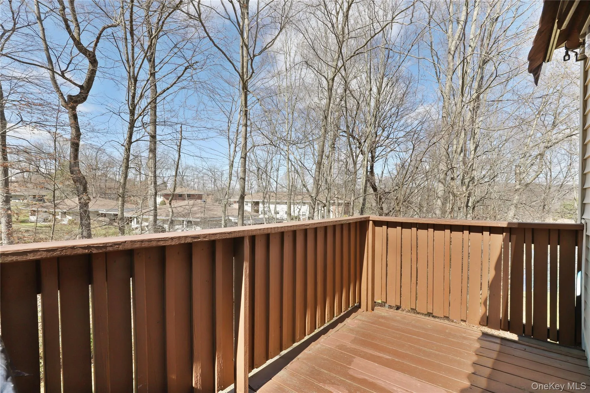 Beautiful sun filled and private deck. Beautiful sun filled and private deck.