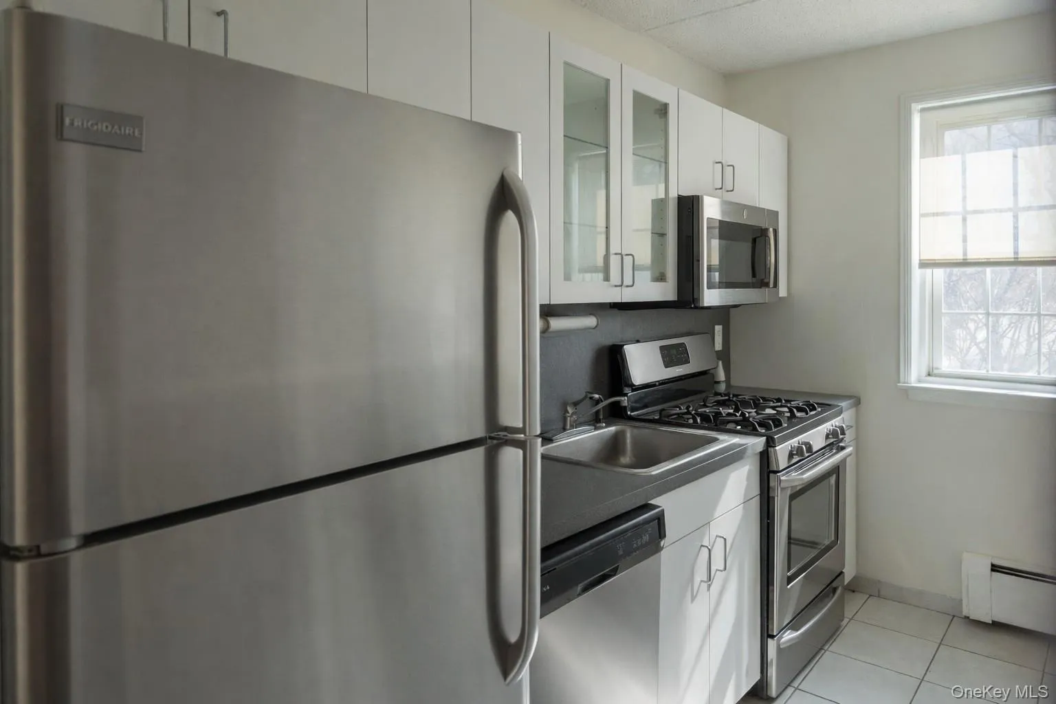 Lovely kitchen with stainless steel appliances and a beautiful view of the park Lovely kitchen with stainless steel appliances and a beautiful view of the park