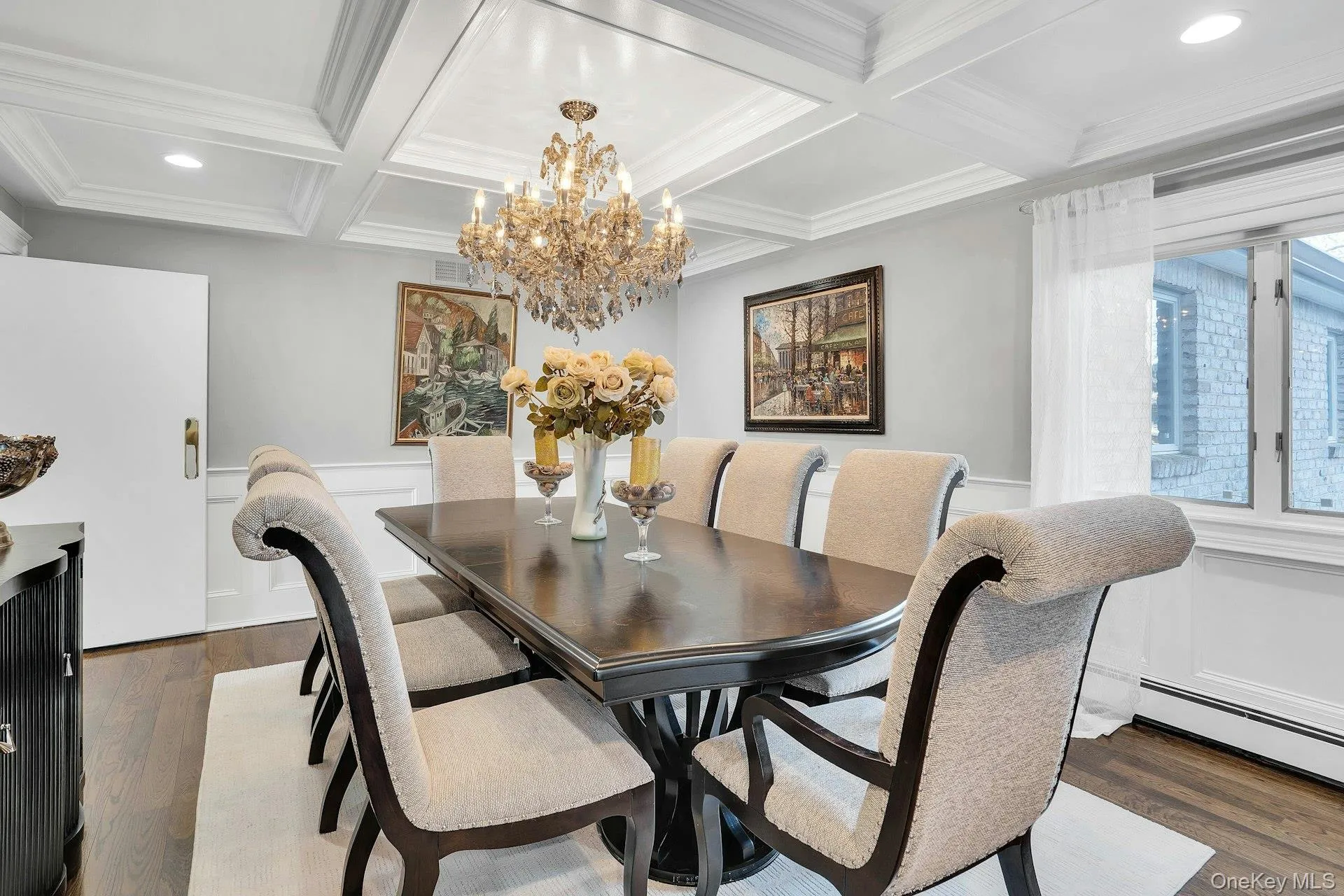 Formal Dining Room with new coffered ceilings. Formal Dining Room with new coffered ceilings.