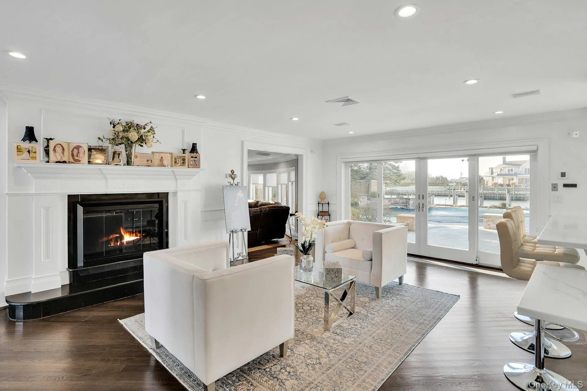Gas Fireplace with Carved Mantle. Gas Fireplace with Carved Mantle.