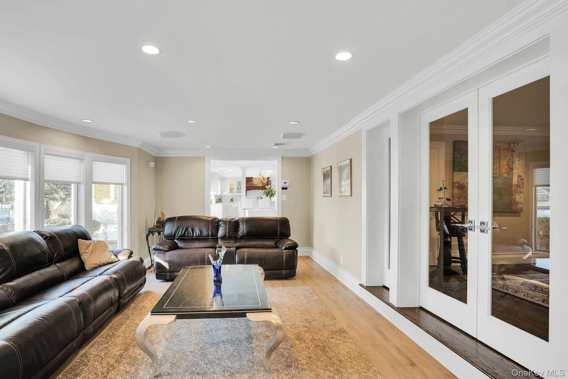 Beautiful French doors lead to the study and are opened when the big game is on! Beautiful French doors lead to the study and are opened when the big game is on!