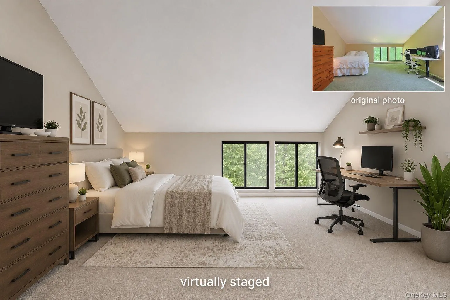 Virturally altered image of the upstairs loft being used as a bedroom Virturally altered image of the upstairs loft being used as a bedroom