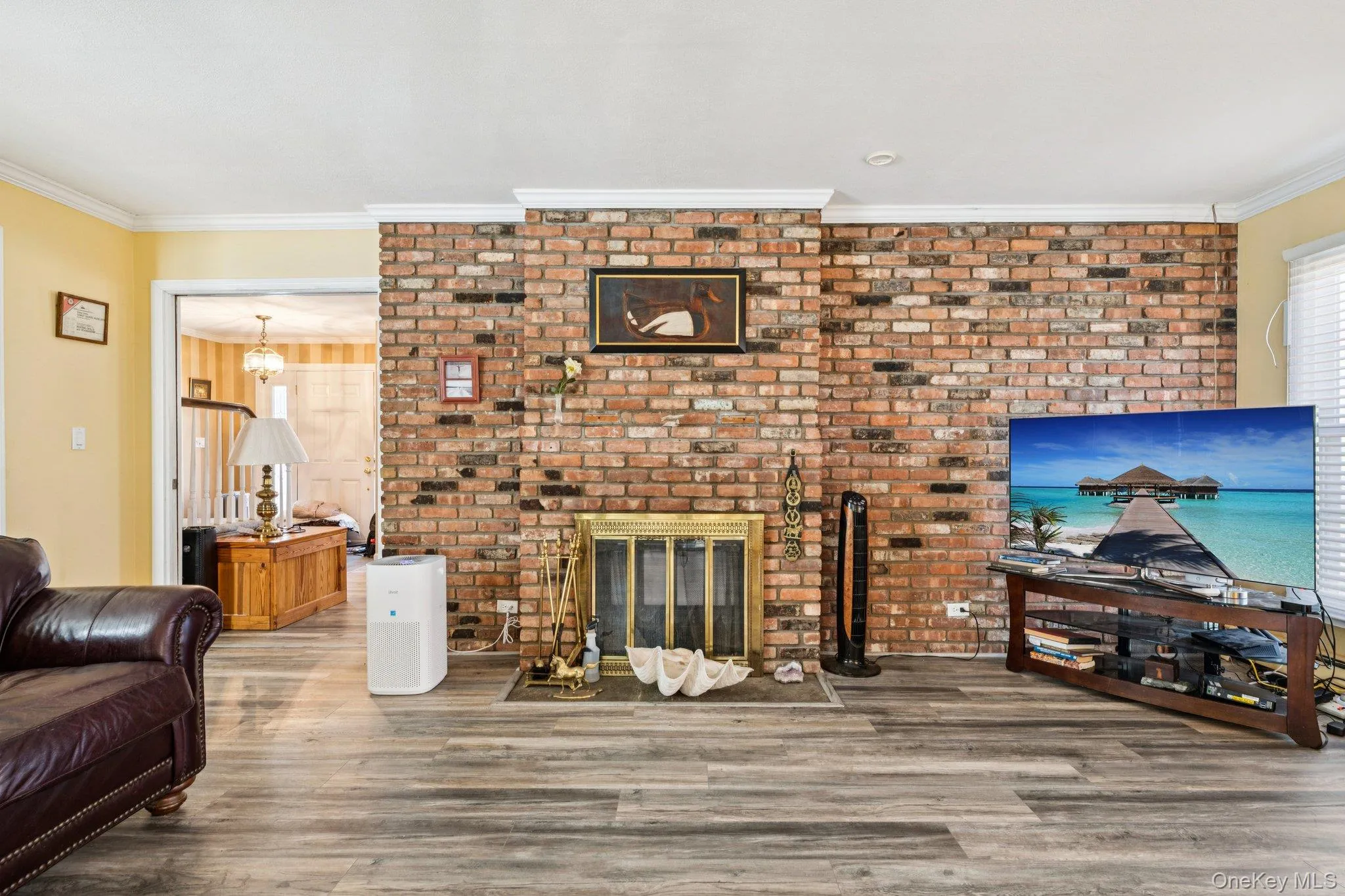 Den with Double Sided Wood Burning Fireplace Den with Double Sided Wood Burning Fireplace