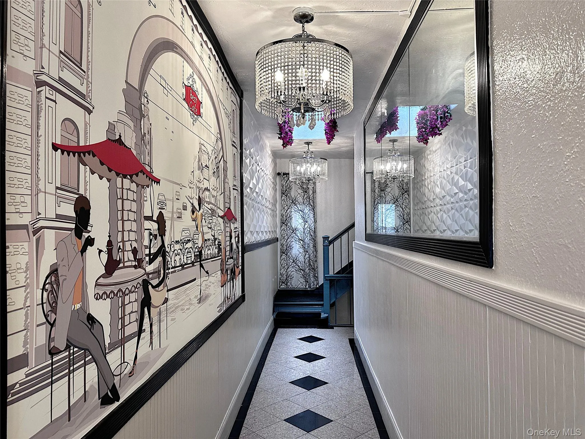 Hall with a chandelier Hall with a chandelier