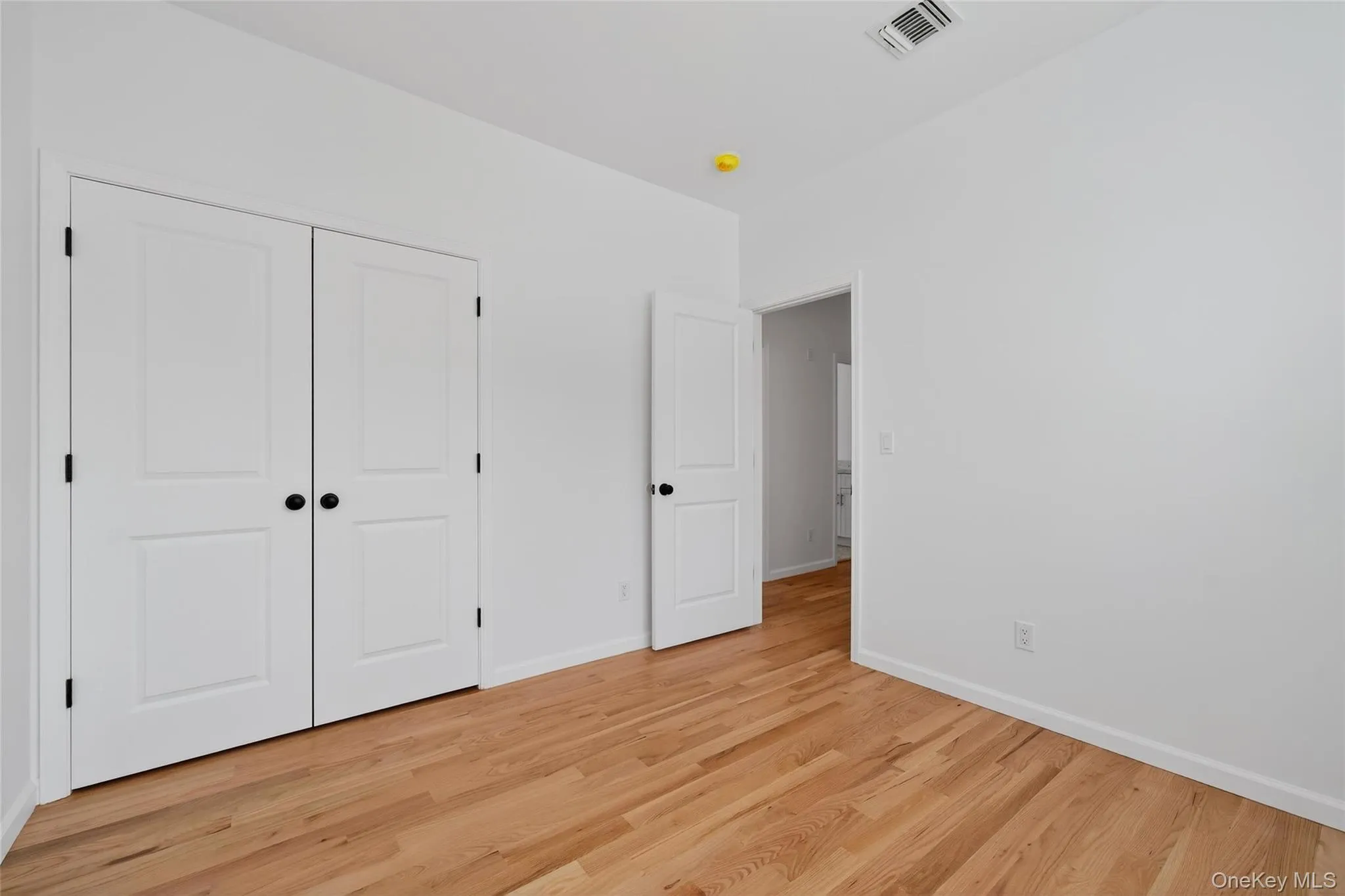 Unfurnished bedroom with light wood finished floors and a closet Unfurnished bedroom with light wood finished floors and a closet