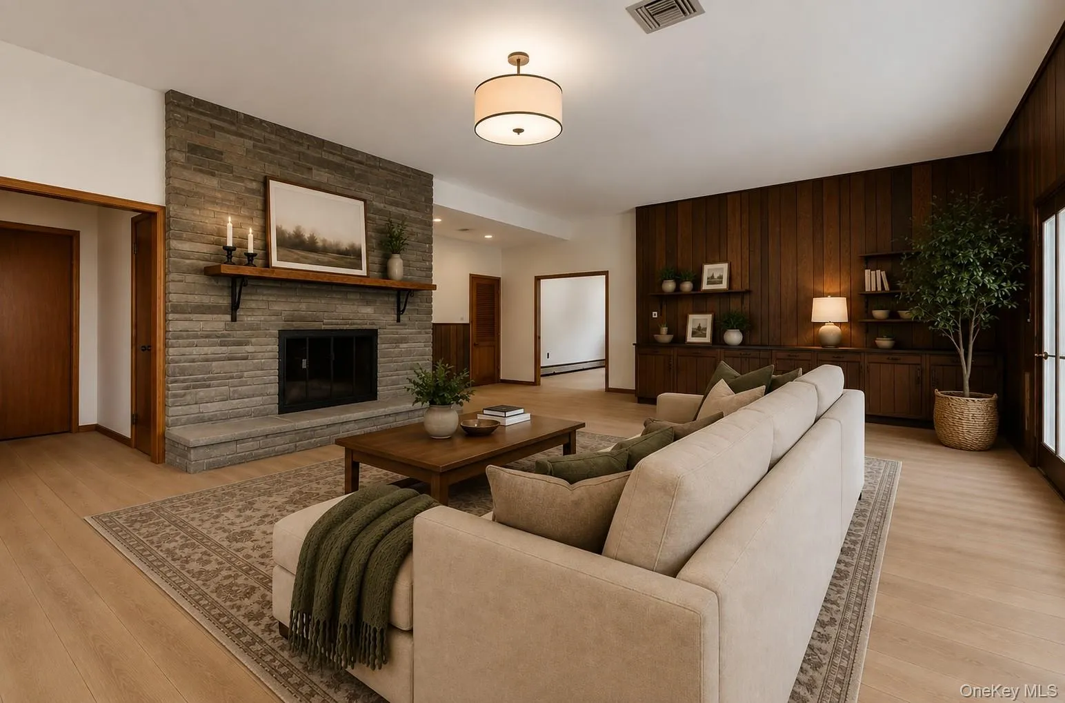 Virtually staged family room. Virtually staged family room.