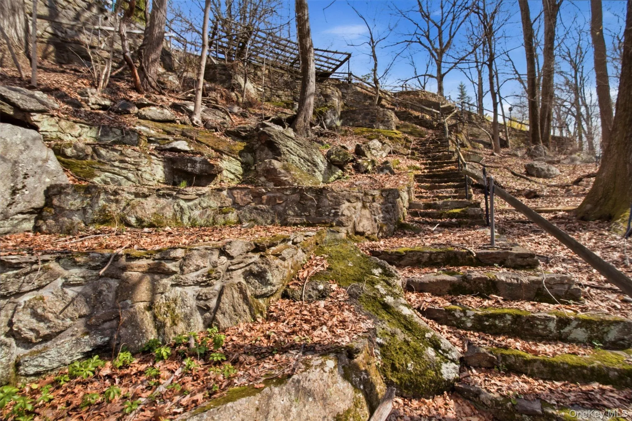 Stone walls continue throughout the property. Stone walls continue throughout the property.