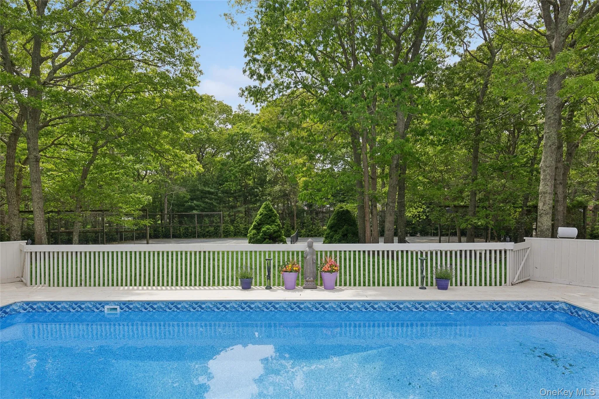 View of swimming pool featuring view of scattered trees View of swimming pool featuring view of scattered trees