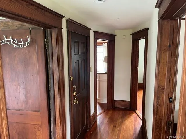 Upstairs hallway, with beautiful molding Upstairs hallway, with beautiful molding