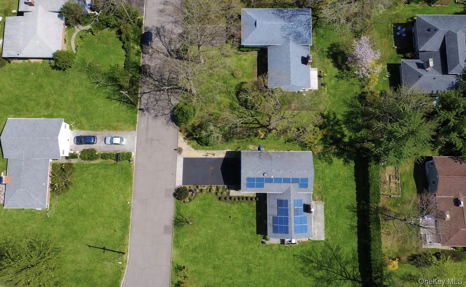 Aerial perspective of suburban area Aerial perspective of suburban area