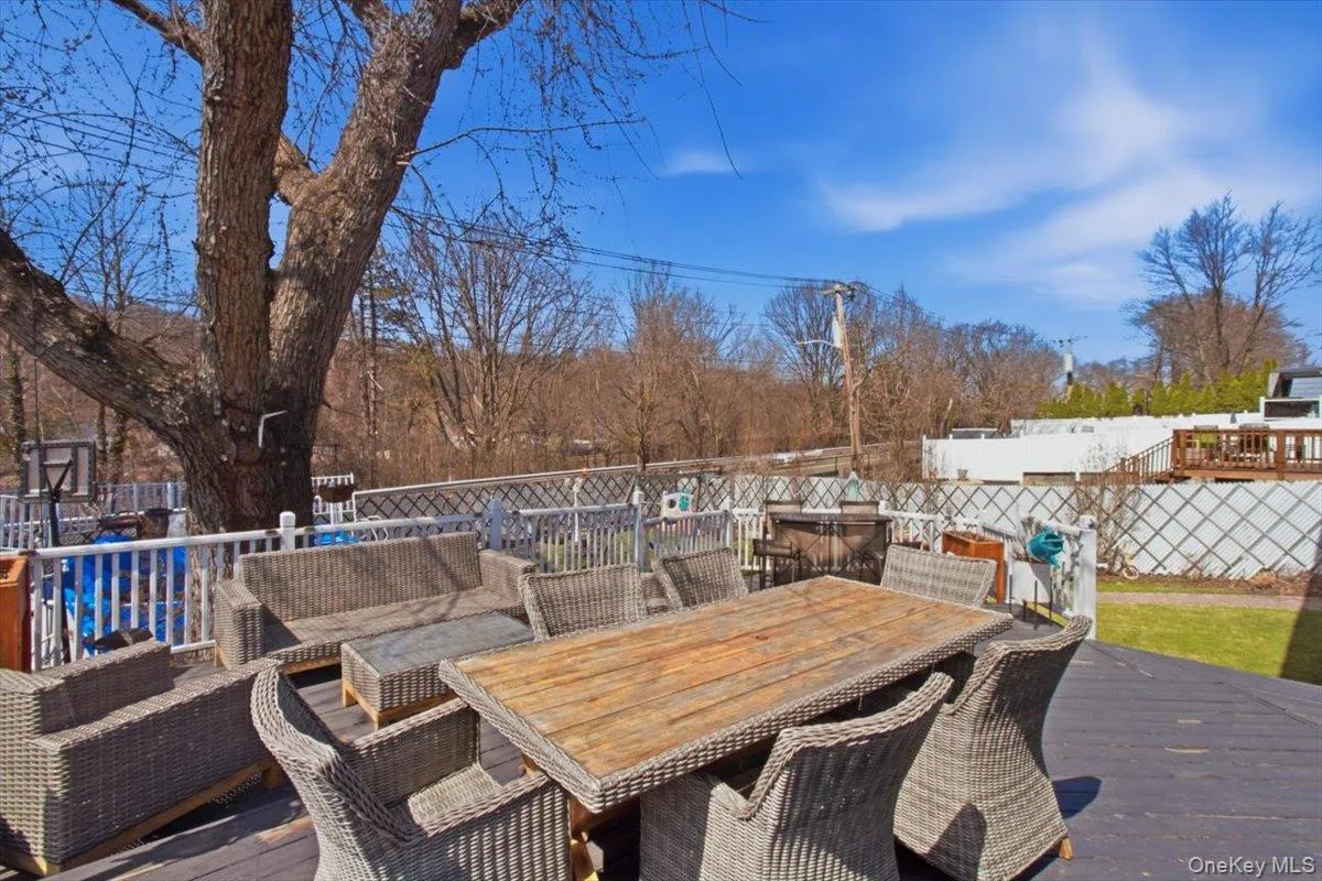 View of patio / terrace featuring a deck and outdoor dining area View of patio / terrace featuring a deck and outdoor dining area