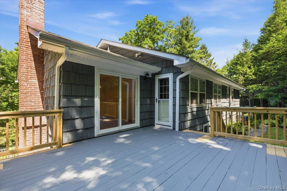 The Deck off the kitchen offers sun& shade, depending on the time of day. It was recently redone to last for a long time. The Deck off the kitchen offers sun& shade, depending on the time of day. It was recently redone to last for a long time.