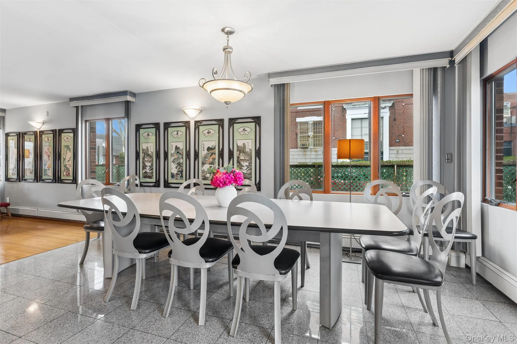 Dining area with granite tiled floors Dining area with granite tiled floors