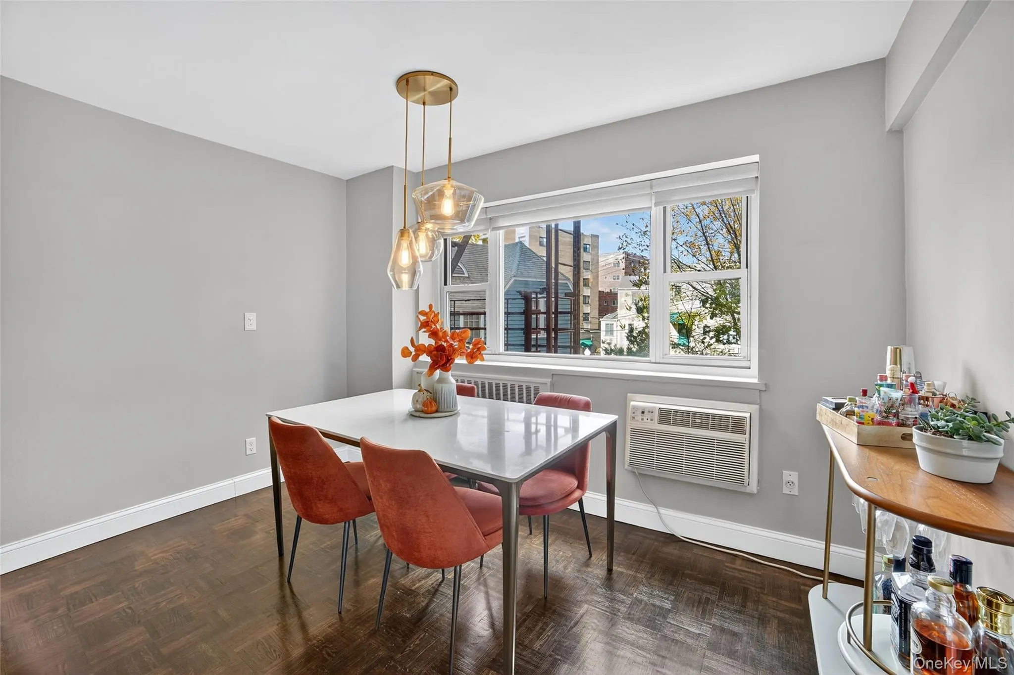 Bright and sunny dining area with plenty of space for a large dining set. Bright and sunny dining area with plenty of space for a large dining set.