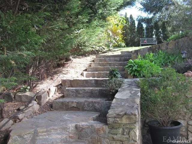 Stone Steps leading to the flat yard area Stone Steps leading to the flat yard area