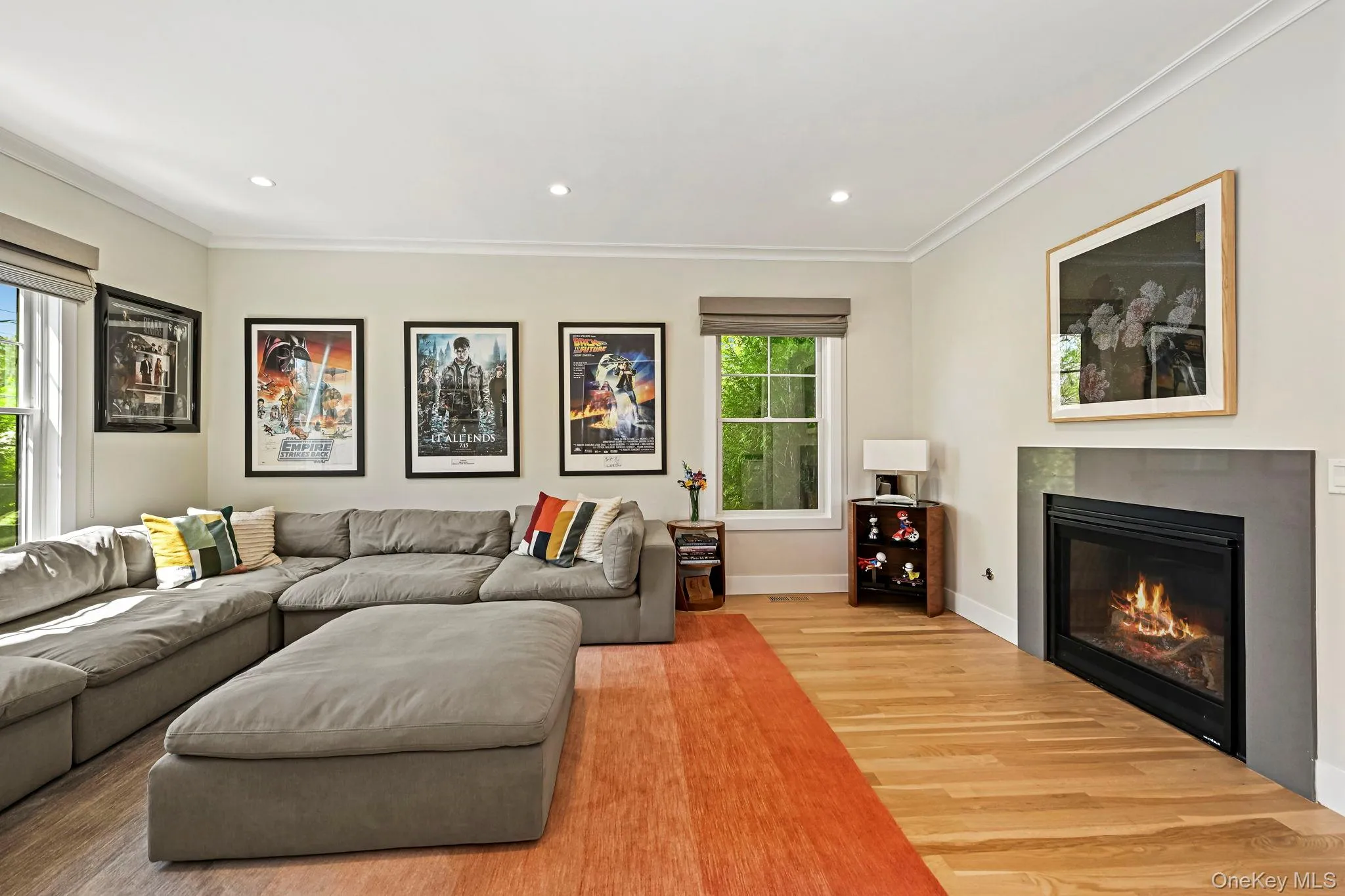 Large living room with fireplace. Large living room with fireplace.